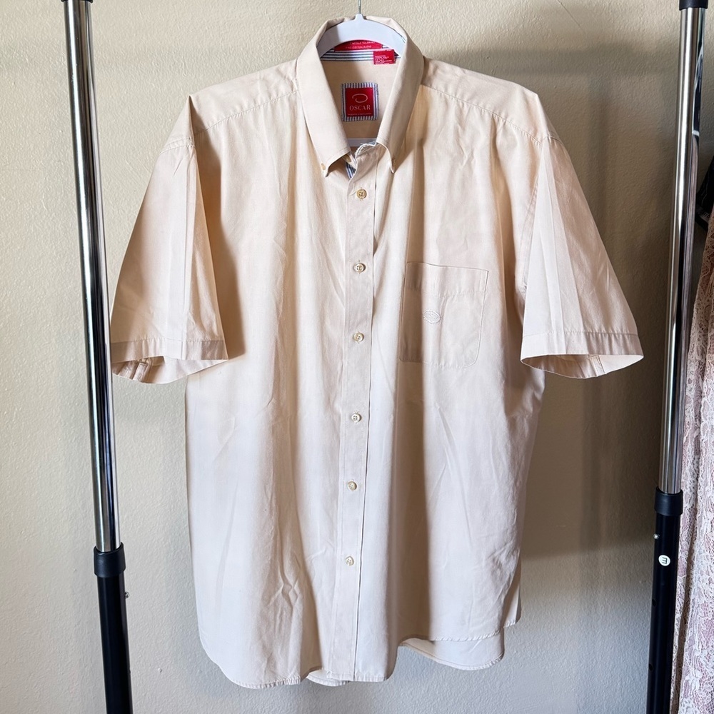 Oscar by Oscar de la Renta Men's Short-Sleeve Plaid Button-Down Shirt Size L